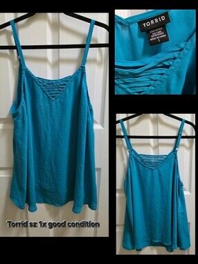 torrid Teal Braided V-Neck Cami Tank Sz 1x